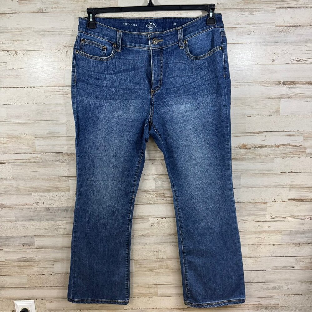 ST JOHNS BAY WOMENS BOOTCUT BLUE JEANS SIZE 16P